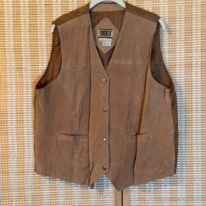 Forenza Mens Vintage Tan Suede Leather Vest Large Western Boho Ranchcore